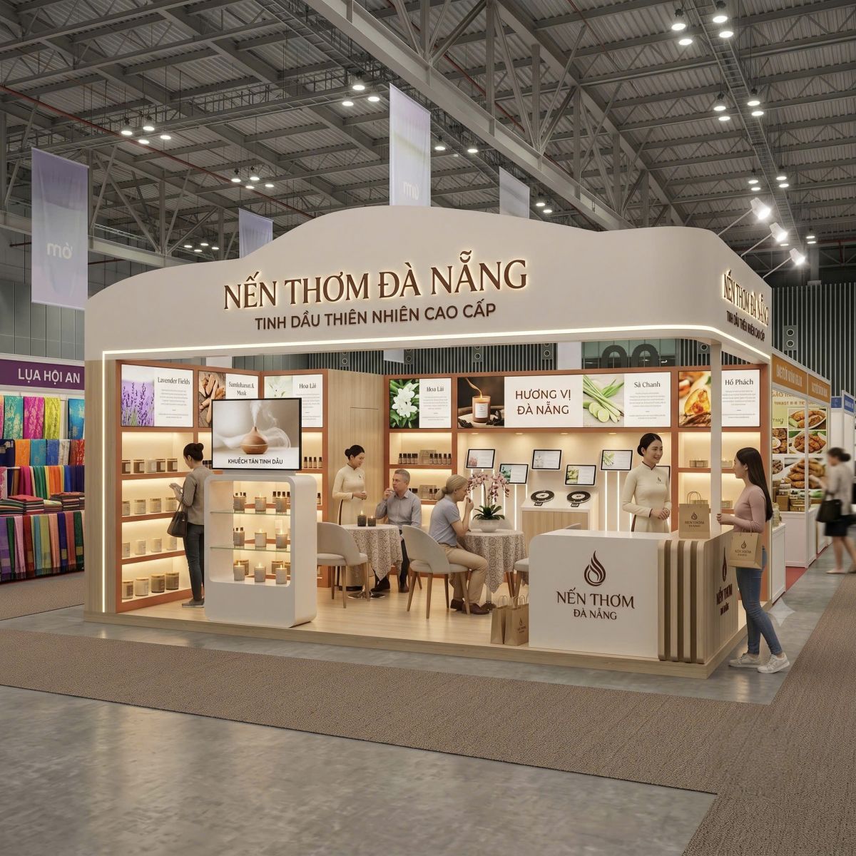 Nghệ thuật chiếu sáng booth triển lãm nổi bật