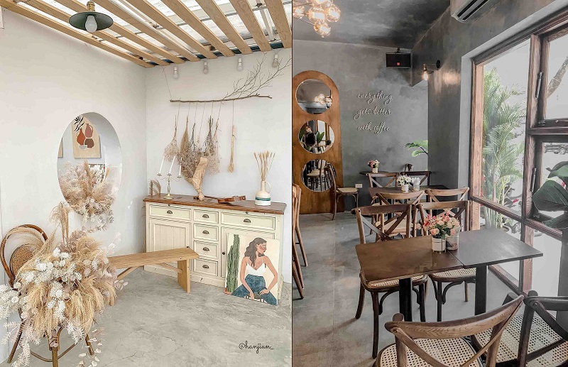 Phong cách nội thất quán cafe kiểu hàn quốc tone gỗ ấm áp tinh tế