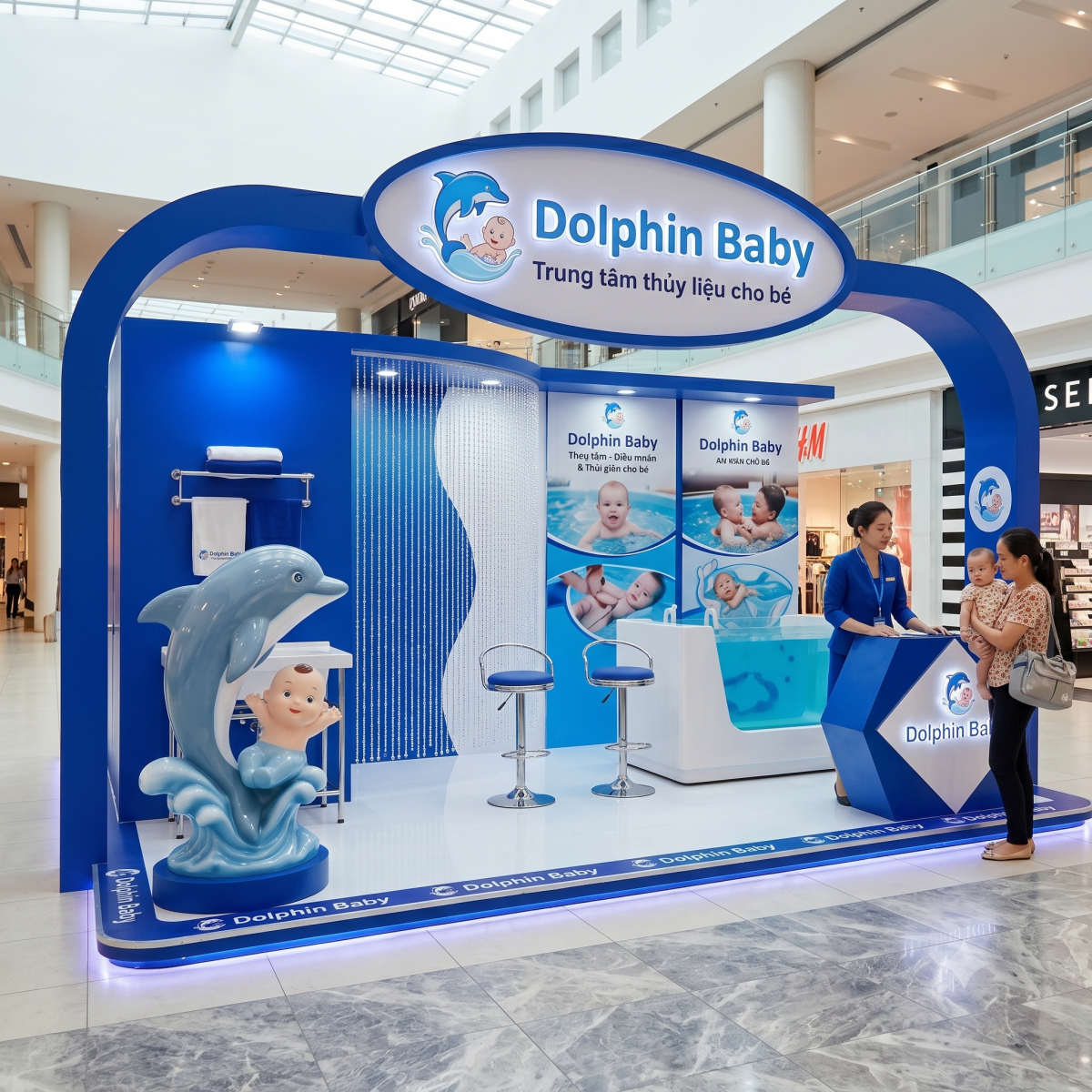 Mẫu booth quảng cáo góc nghiêng đẹp mắt
