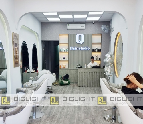 Hoàn thiện Mặt Dựng biển hiệu Tóc Q Hair Studio